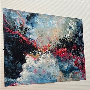 Abstract Blue, Pink, Gold Artwork | Handmade Original Painting | 16x20